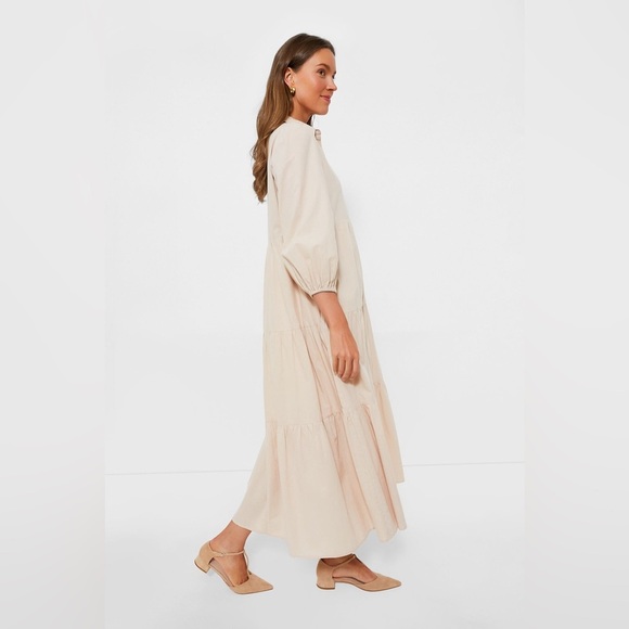 Tuckernuck Pompander Place Sandstone Mabel Maxi Tiered Tan Dress Small - Picture 2 of 12